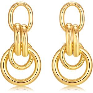 Women's Chunky Knot Gold Lightweight Trendy Jewelry Earrings 14k Gold Plated